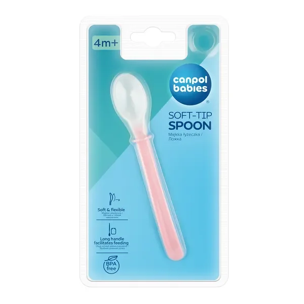 Elastyczna łyżeczka z długim uchwytem różowa 1 szt [Canpol Babies] - Canpol Babies