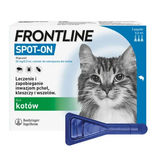 Frontline Spot-on Kot Fipronil 50mg 3 pipety [Frontline] - Frontline