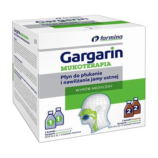 Gargarin Mukoterapia zestaw do płukania i nawilżania jamy ustnej 4 x 225 ml [Gargarin] - Gargarin