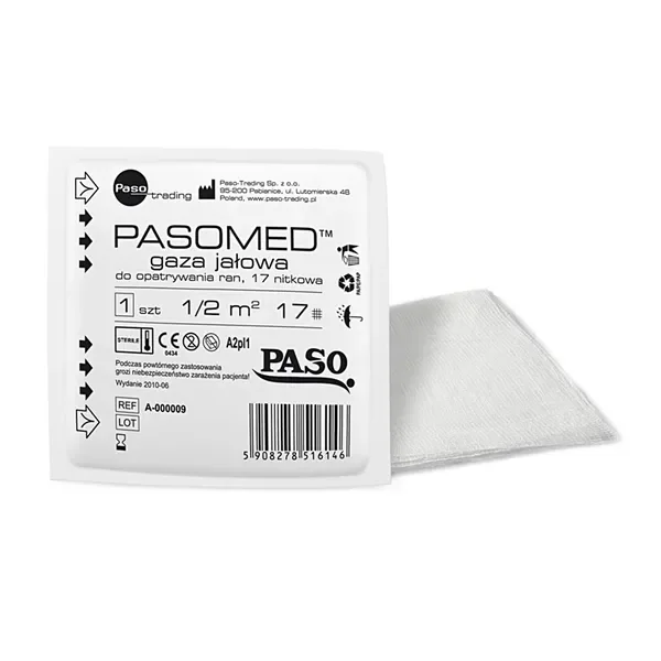 Gaza jałowa bawełniana 17-nitkowa 1/2 m2 [Pasomed] - Pasomed
