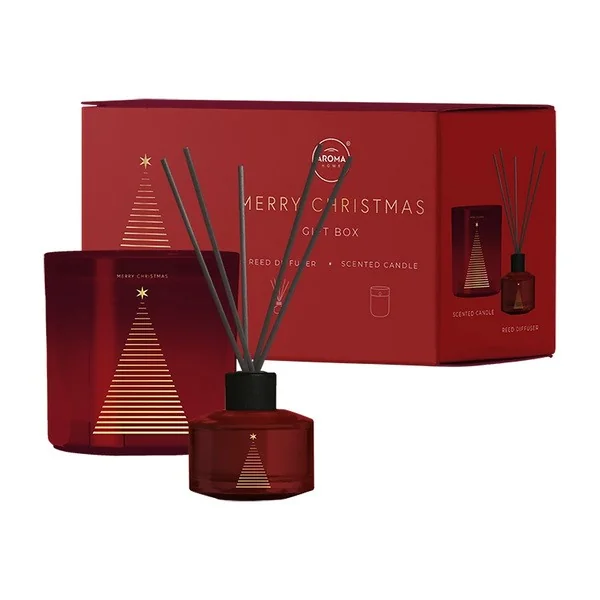 Gift Box Candle Christmas świeca 150g + patyczki zapachowe [Aroma Home] - Aroma Home