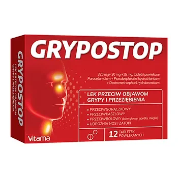 Grypostop tabletki powlekane 12 szt [MEDICOFARMA] - MEDICOFARMA