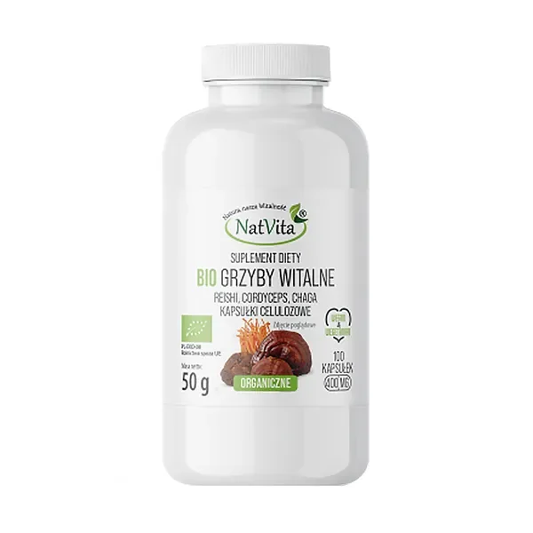 Grzyby Witalne Bio (Reishi + Cordyceps + Chaga) 100 kapsułek [NatVita] - NatVita