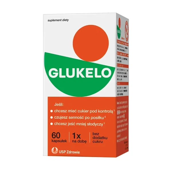 Gurmar 400mg + Cynamonowiec 50mg + Witamina B6 1,3mg + Chrom 40µg 60 kapsułek [Glukelo] - Glukelo