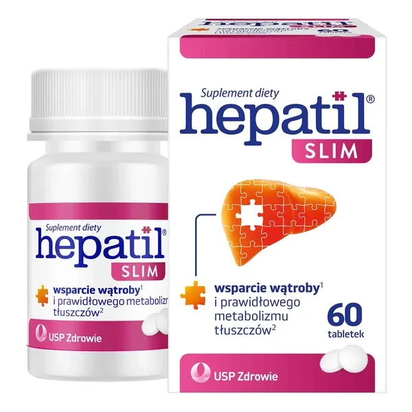Hepatil Slim L-asparaginian L-ornityny 600mg + Cholina 210mg 60 tabletek [Hepatil] - Hepatil