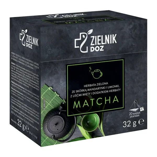 Herbata zielona ze skórką mandarynki i limonki z liśćmi mięty i dodatkiem herbaty Matcha 32g [ZIELNIK DOZ] - ZIELNIK DOZ