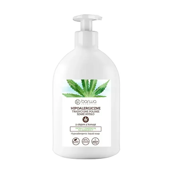 Hipoalergiczne szare mydło w płynie z olejem z konopi 500ml [Barwa] - Barwa
