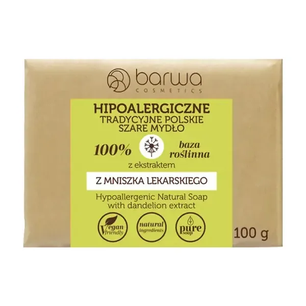 Hipoalergiczne Tradycyjne Polskie Szare Mydło z ekstraktem z mniszka lekarskiego 100g [Barwa] - Barwa