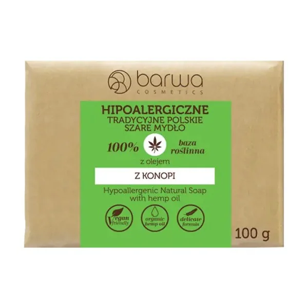 Hipoalergiczne Tradycyjne Polskie Szare Mydło z olejem z konopi 100g [Barwa] - Barwa