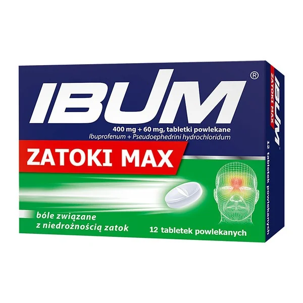 Ibuprofen 400mg + Pseudoefedryna 60mg 12 tabletek [Ibum] - Ibum