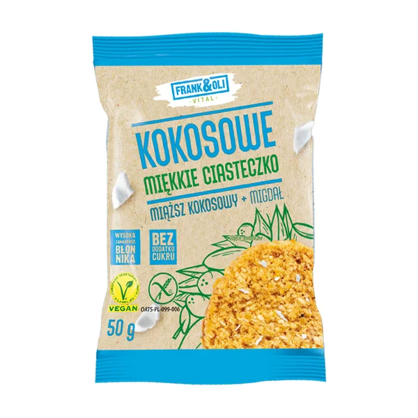 Kokosowe miękkie ciasteczko miąższ kokosowy + migdał 50g [Frank&Oli] - Frank&Oli