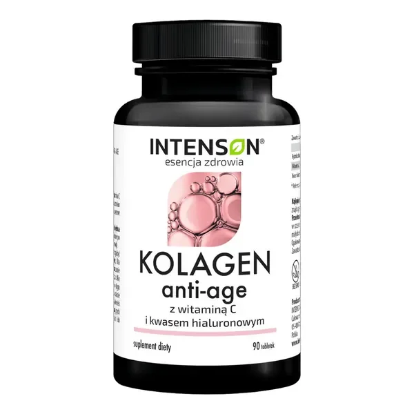 Kolagen ANTI-AGE + kwas hialuronowy + witamina C 895mg 90 tabletek [Intenson] - Kolagen