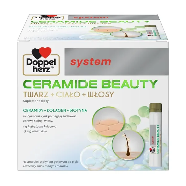 Kolagen + Ceramidy + Biotyna 600 µg 30 ampułek [Doppelherz] - Doppelherz
