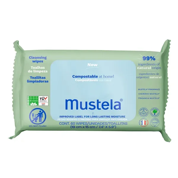 Kompostowalne chusteczki oczyszczające 60 szt. [Mustela] - Mustela