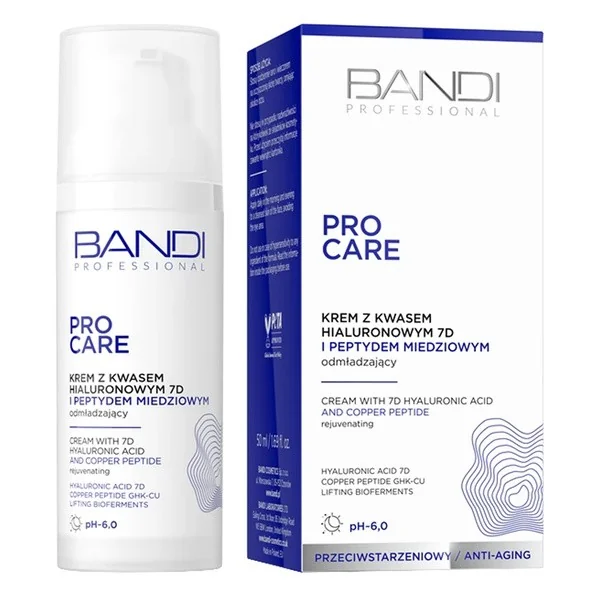 Krem z kwasem hialuronowym 7D i peptydem miedziowym 50ml [Bandi Professional] - Bandi Professional