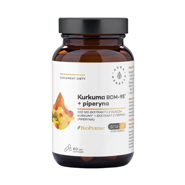 Kurkuma BCM-95 500mg + piperyna 60 kapsułek [Aura Herbals] - Aura Herbals