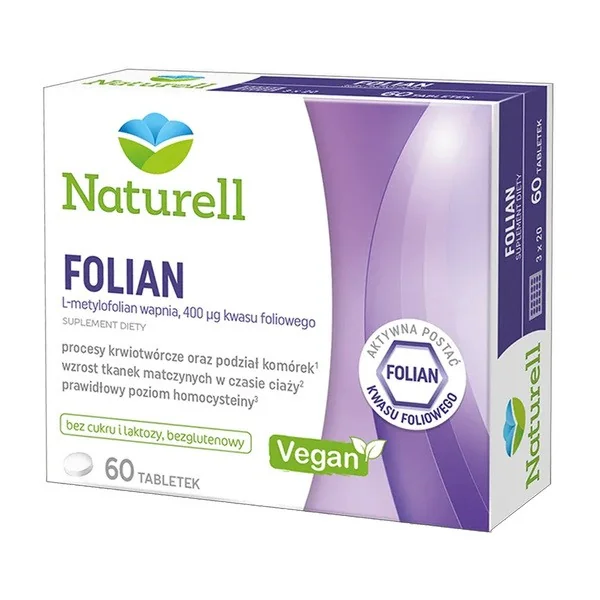 Kwas foliowy 400 µg 60 tabletek [Naturell] - Naturell