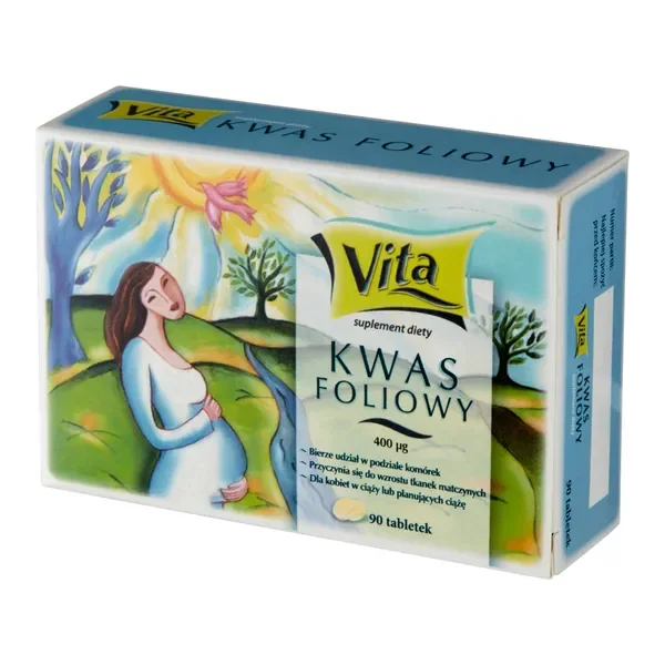 Kwas foliowy 400 µg 90 tabletek [Vita] - Vita