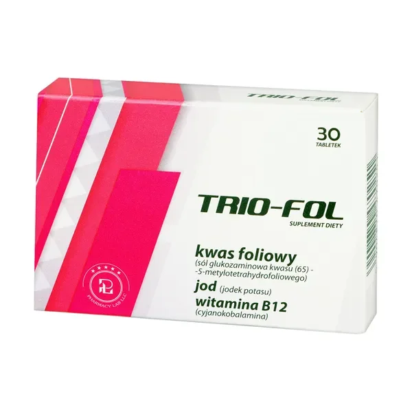 Kwas foliowy 400 µg + Jod 150 µg + Witamina B12 10 µg 30 tabletek [Trio-Fol] - PHARMACY LAB SP. Z. O. O.
