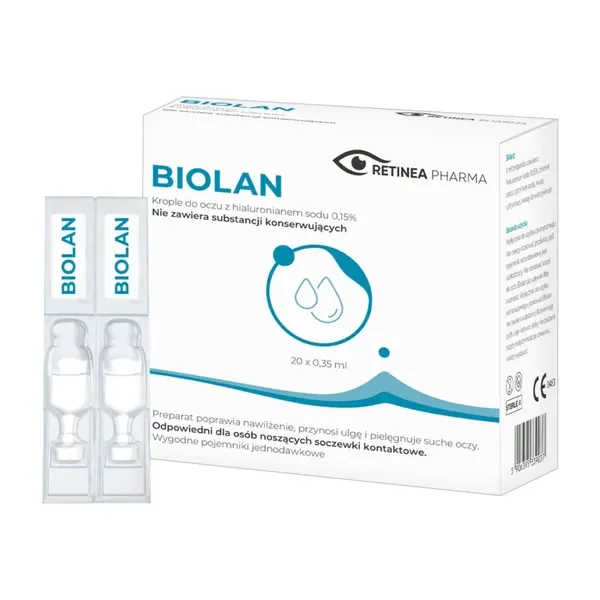 Kwas hialuronowy 0,15% krople do oczu 20 minimsów [Biolan] - Biolan