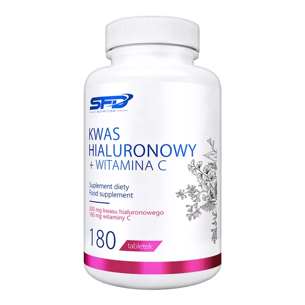 Kwas Hialuronowy + Witamina C 100mg + 80mg 180 tabletek [SFD] - SFD nutrition