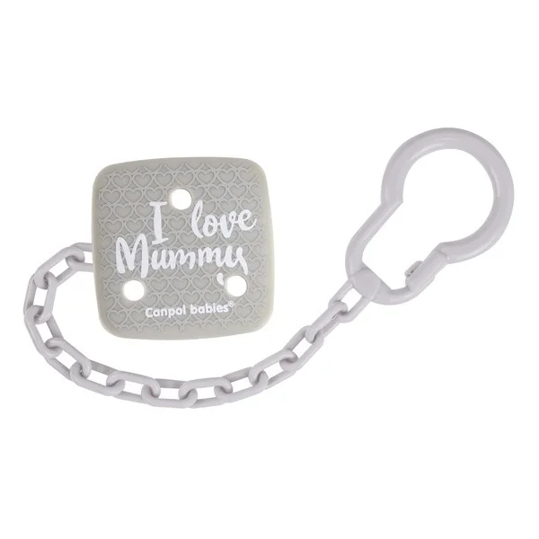 Łańcuszek do smoczka I LOVE MUMMY szary 1 szt. [Canpol Babies] - Canpol Babies