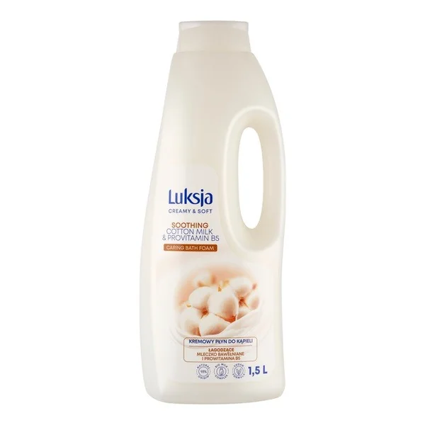 Luksja Creamy & Soft kremowy płyn do kąpieli z mleczkiem bawełnianym i prowitaminą B5 1,5l - Luksja