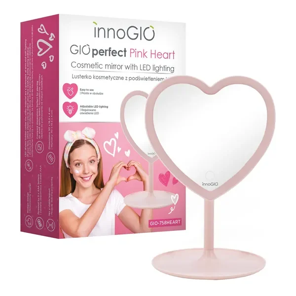 Lusterko kosmetyczne różowe serce GIOperfect GIO-758HEART 1 szt [InnoGIO] - InnoGIO Polska