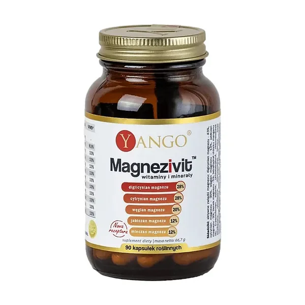 Magnez 225mg + Witaminy B + Selen + Witamina D3 90 kapsułek [Yango] - Yango