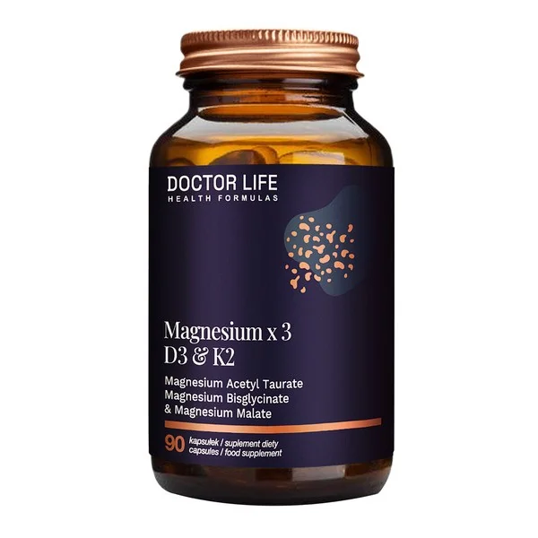 Magnez 240 mg + Witamina D3 50 µg + Witamina K2 135 µg 90 kapsułek [DoctorLife] - DoctorLife