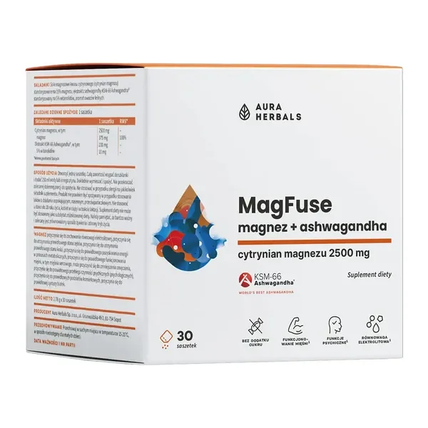Magnez 375 mg + Ashwagandha 30 saszetek [Aura Herbals] - Aura Herbals