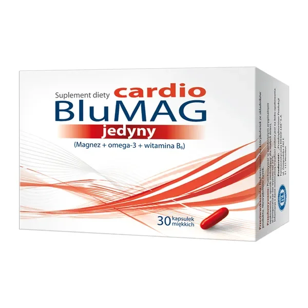 Magnez 375mg + Omega-3 460mg + Witamina B6 1,4mg 30 kapsułek [BluMAG] - BluMAG