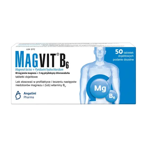 Magnez 48 mg + Witamina B6 5 mg 50 tabletek [Magvit] - Magvit