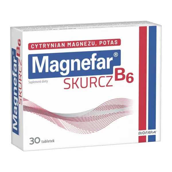 Magnez 50mg + Potas 150mg + B6 + D + B1 30 tabletek [Magnefar B6] - Magnefar B6