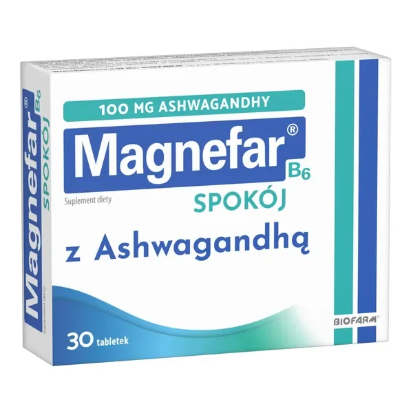 Magnez 60mg + Witamina B6 1,4mg + Ashwagandha 100mg 30 tabletek [Magnefar B6] - Magnefar B6