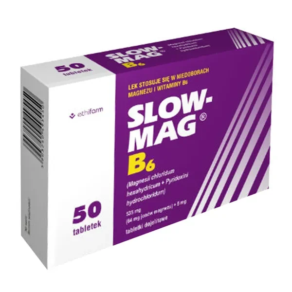 Magnez 64 mg + Witamina B6 5 mg 50 tabletek [Slow-Mag] - Slow-Mag