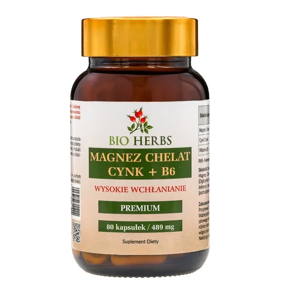 Magnez Chelat + Cynk + B6 80mg/15mg/4mg 80 kapsułek [My Herbs] - My Herbs