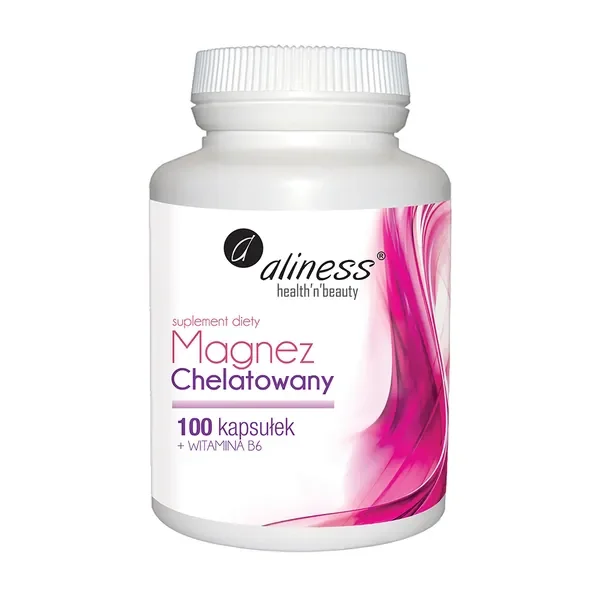 Magnez Chelatowany + Witamina B6 101mg/2,1mg 100 kapsułek [Aliness] - Aliness Health'N'Beauty