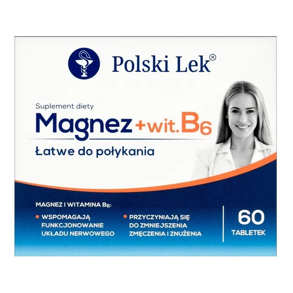Magnez + Witamina B6 56,25mg + 1,4mg 60 tabletek [Polski Lek] - Polski Lek