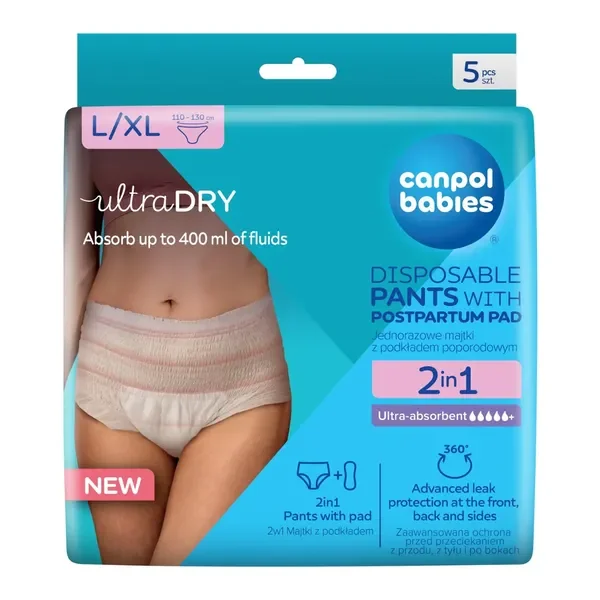 Majtki jednorazowe 2w1 z podkładem poporodowym L/XL 5 szt [Canpol Babies] - Canpol Babies
