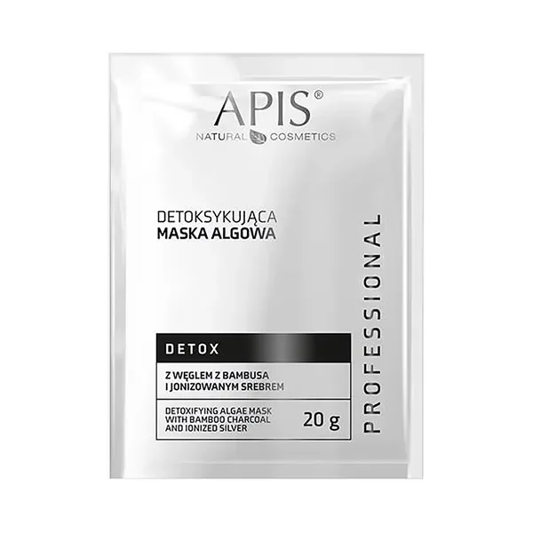 Maska algowa detoksykująca z węglem z bambusa i jonizowanym srebrem 20g [Apis] - Apis