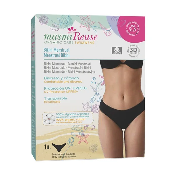 Menstruacyjne bikini kąpielowe UPF 50+ czarny rozmiar L [Masmi Reuse] - Masmi Reuse