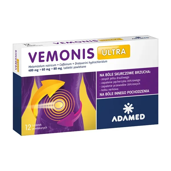 Metamizol 400mg + Kofeina 60mg + Drotaweryna 80mg 12 tabletek [Vemonis Ultra] - Vemonis Ultra