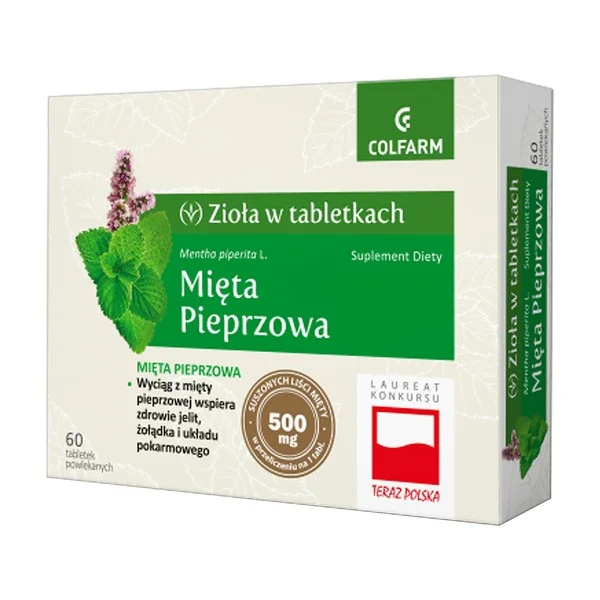 Mięta Pieprzowa 125 mg 60 tabletek [Colfarm] - Zioła w tabletkach