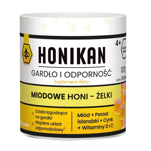 Miód + Witamina C + D + Cynk + Porost islandzki 105g [Honikan] - Honikan