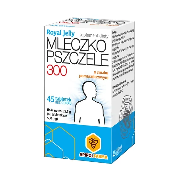 Mleczko pszczele Royal Jelly 300mg 45 tabletek [ApipolFarma] - ApipolFarma