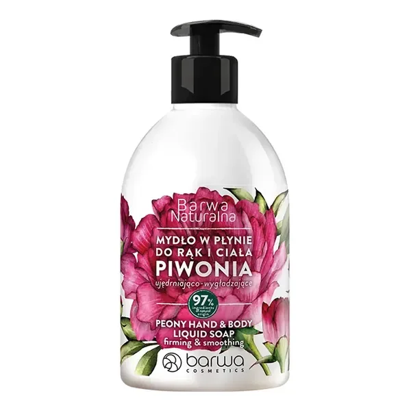 Mydło w płynie do rąk i ciała Piwonia ujędrniająco-wygładzające 500ml [Barwa naturalna] - Barwa naturalna