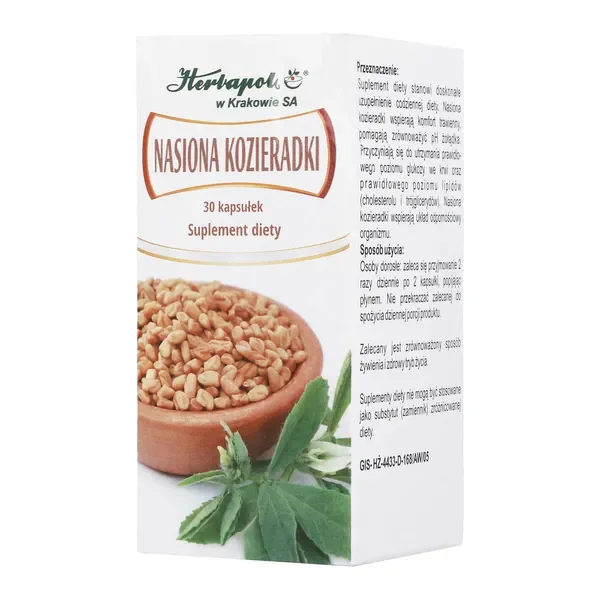 Nasiona kozieradki 400 mg 30 kapsułek [Herbapol Kraków] - Herbapol Kraków