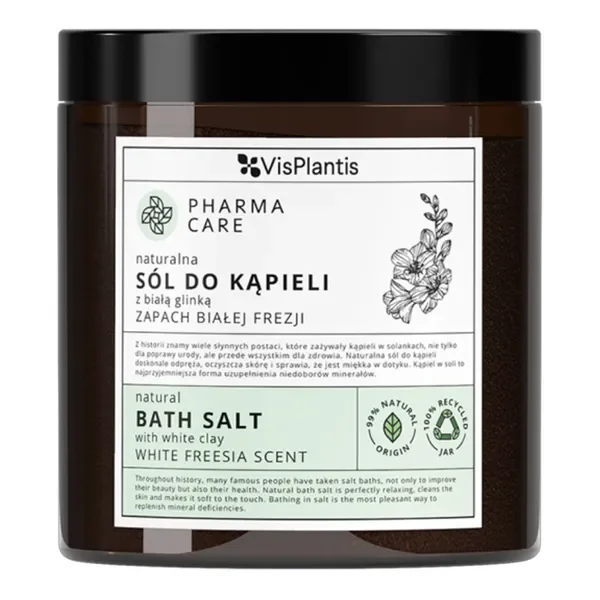 Naturalna sól do kąpieli z białą glinką zapach frezji 800g [Pharma Care] - Pharma Care