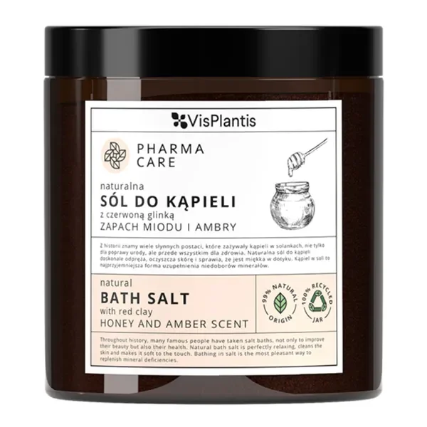 Naturalna sól do kąpieli z czerwoną glinką zapach miód i ambra 800g [Pharma Care] - Pharma Care